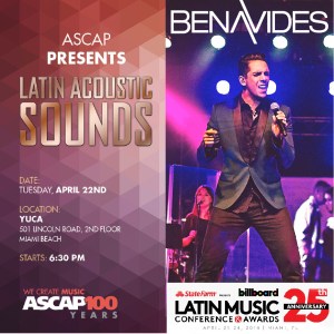 Benavides cantará en el evento de Ascap y asistirá a Los Premios Billboard