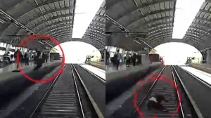 Impresionante VIDEO: un hombre se desmayó, cayó a las vías, el tren lo pasó por encima y se salvó